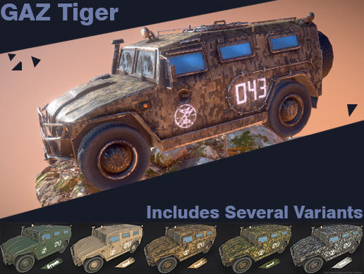 Russian Military Vehicles GAZ Tiger Low-poly 3D model_2