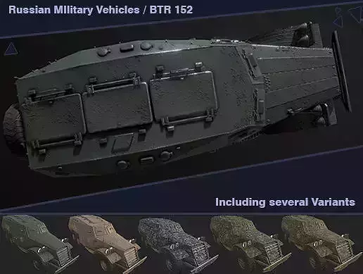Russian Military Vehicles BTR152 Low-poly 3D model