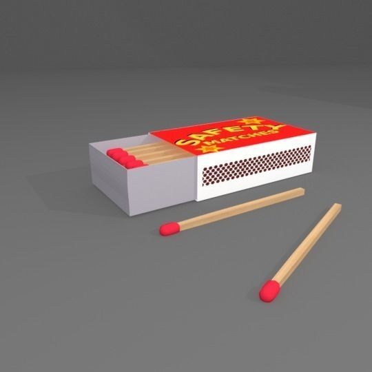 Lighter And Box of Matches 3D model_2