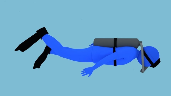 Animated Diver Swimming 3D model