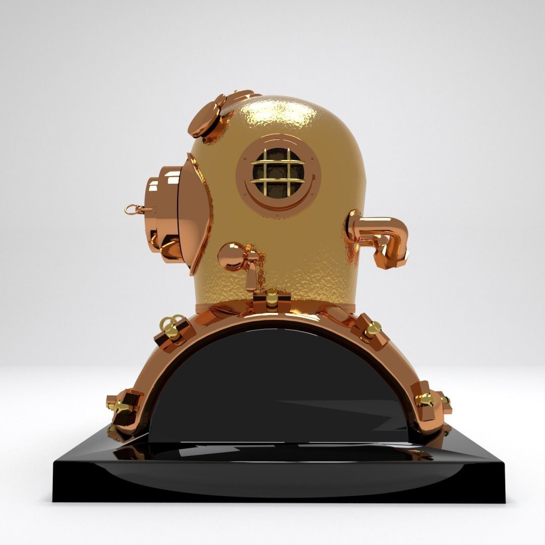 Antique Brass Divers Helmet 3D model_3