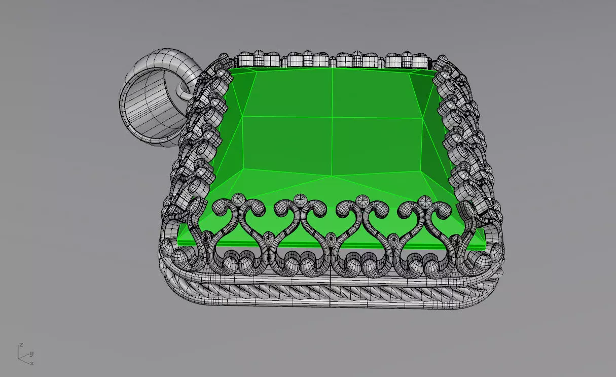 square gem pendant Free 3D print model