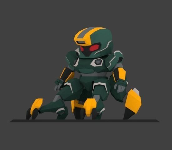 Super Mecha 15 - Ydzurk of Code Name YU88Z Low-poly 3D model_1