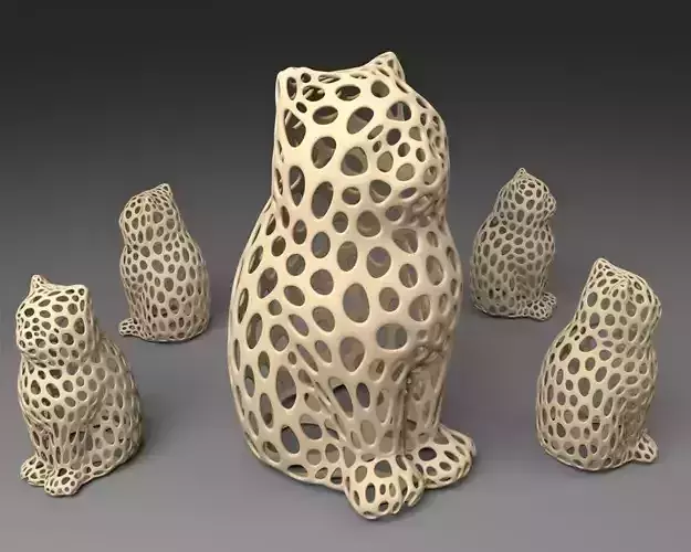 LASER CAT - Voronoi Style Free 3D print model
