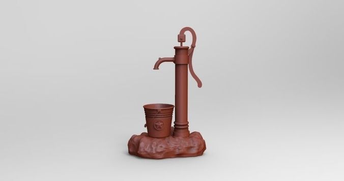 Old Fashioned Water Pump Flower Pot 3D print model
