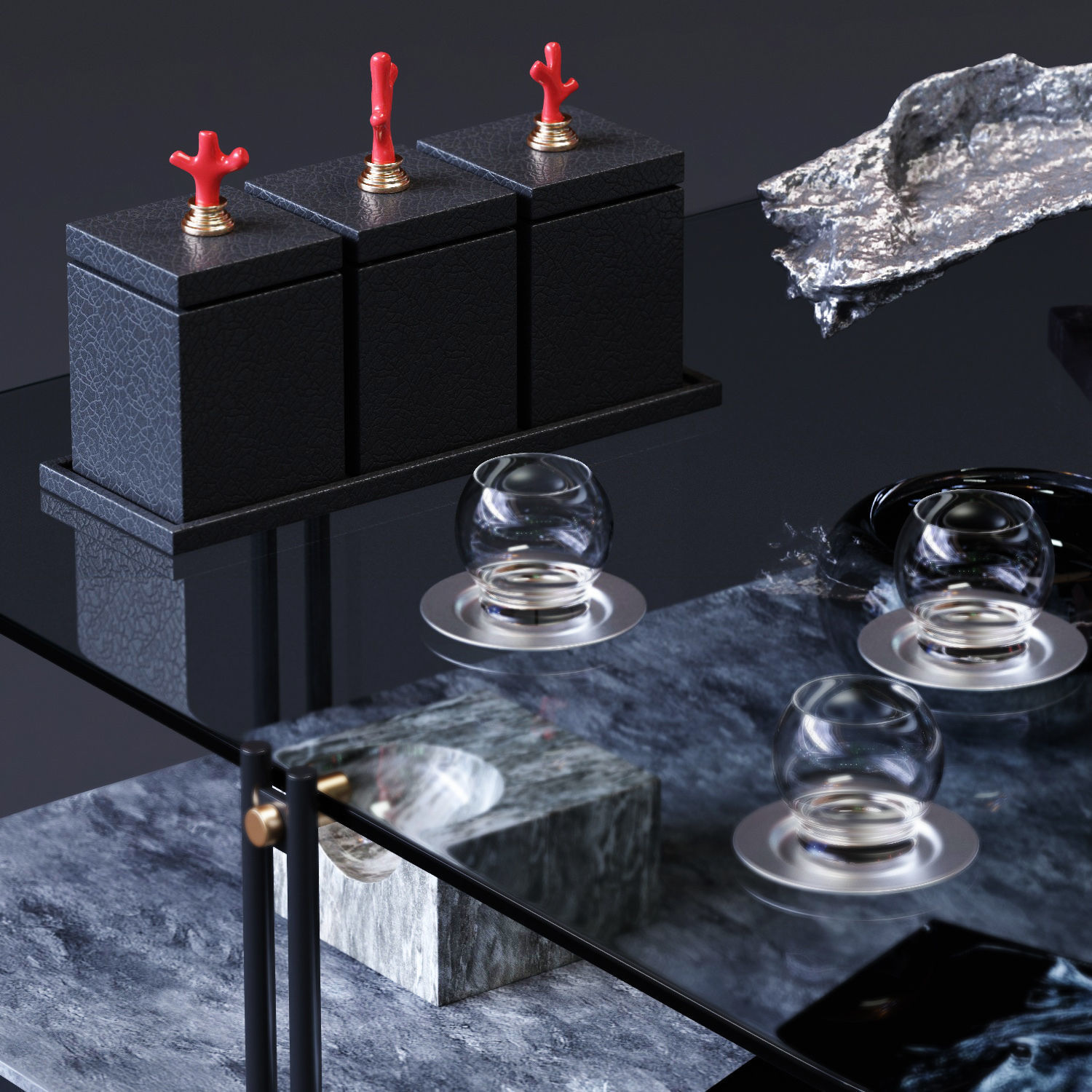 Cattelan Italia Coffee Tables Set 01 Low-poly 3D model_4