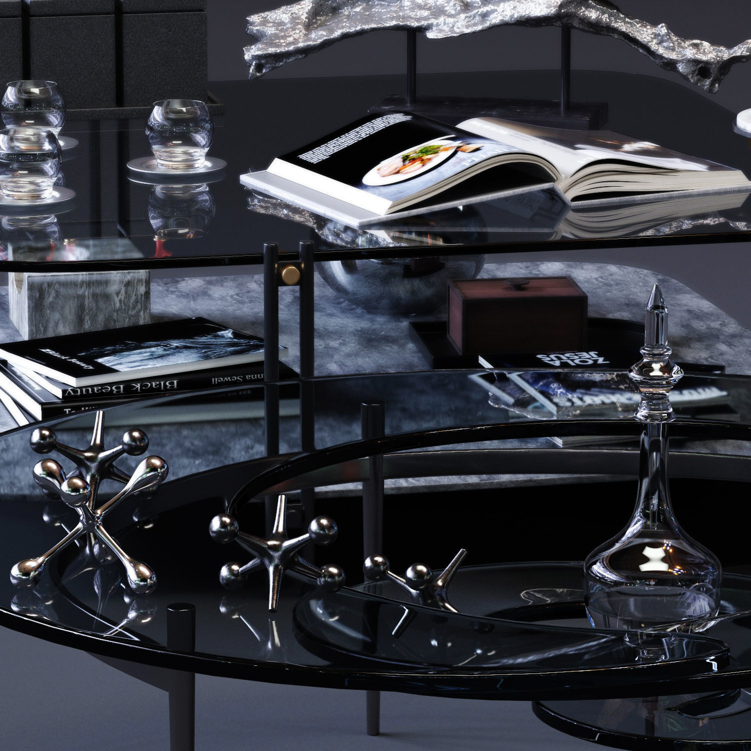 Cattelan Italia Coffee Tables Set 01 Low-poly 3D model_2