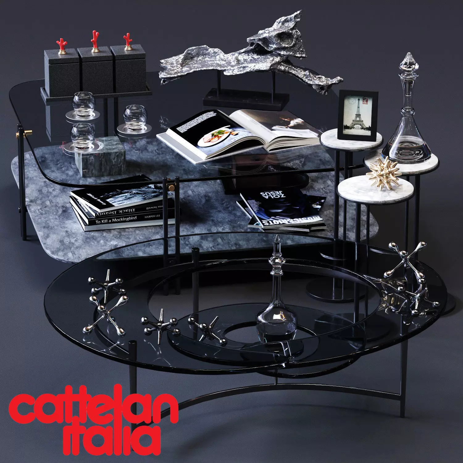 Cattelan Italia Coffee Tables Set 01 Low-poly 3D model_0
