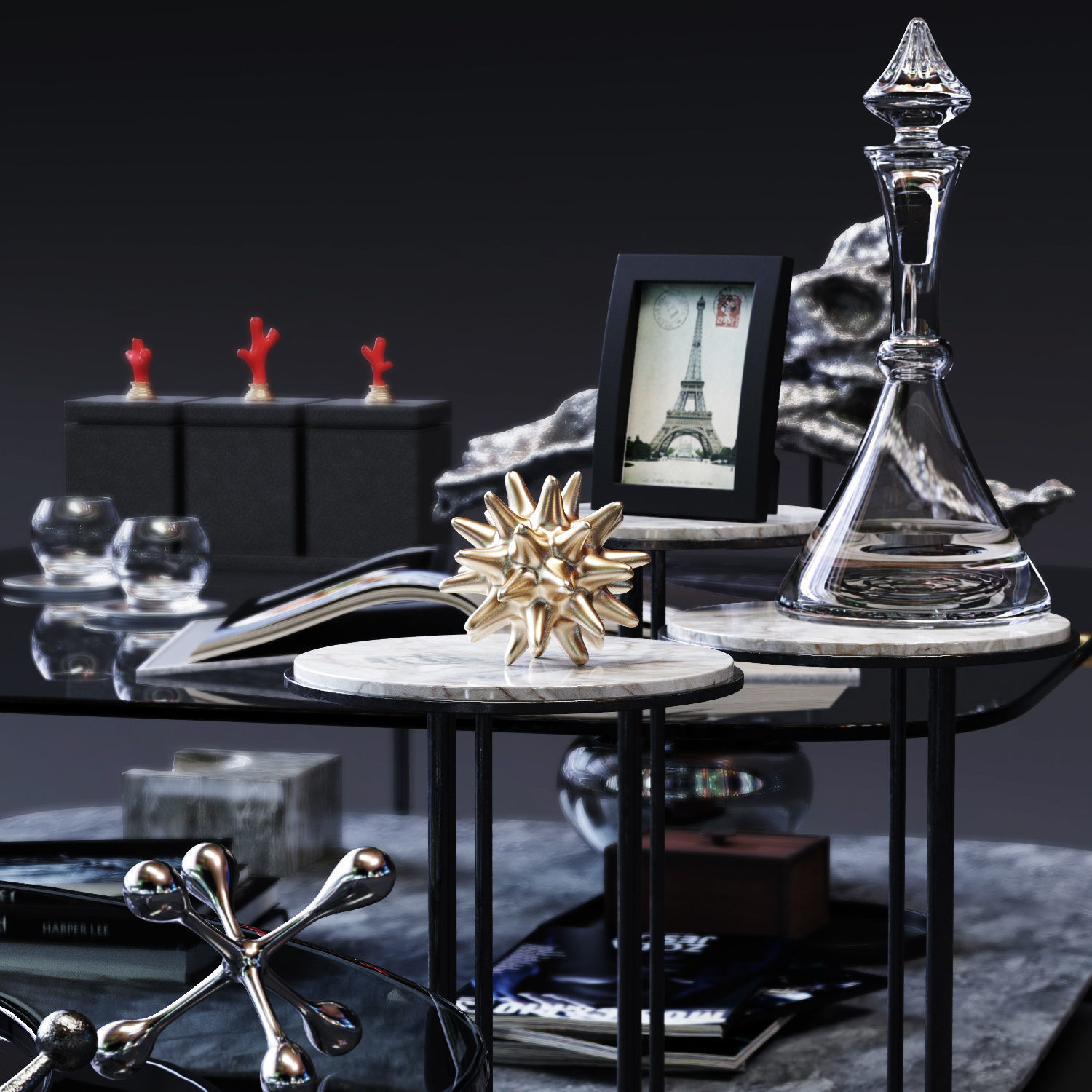 Cattelan Italia Coffee Tables Set 01 Low-poly 3D model_3