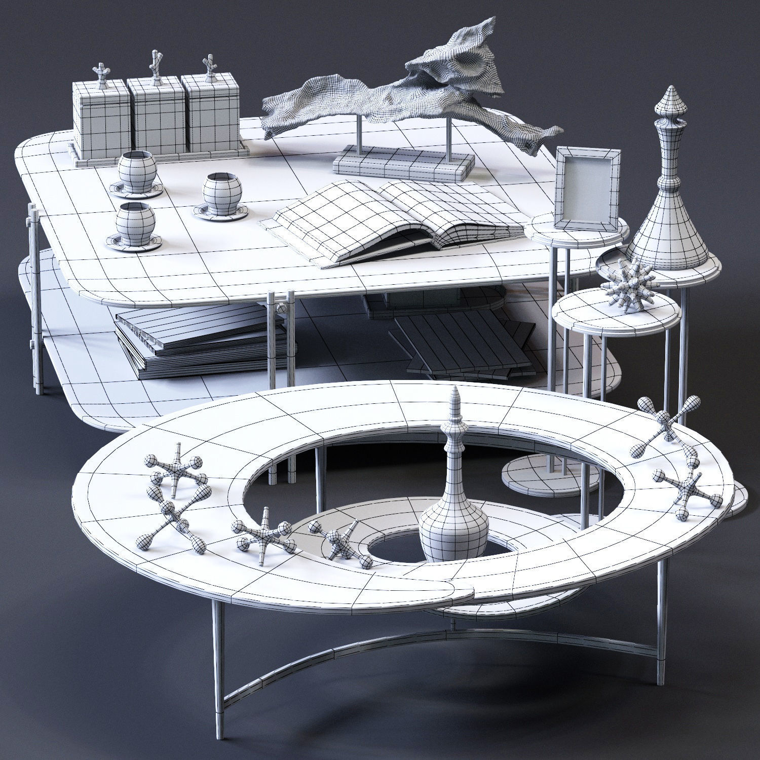Cattelan Italia Coffee Tables Set 01 Low-poly 3D model_6