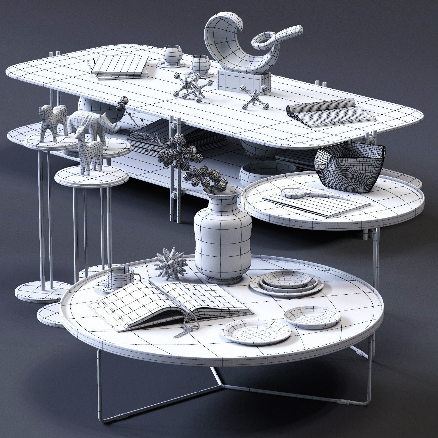 Cattelan Italia Coffee Tables Set 02 Low-poly 3D model_5