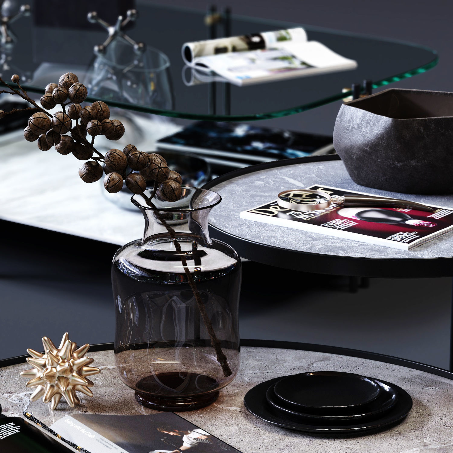 Cattelan Italia Coffee Tables Set 02 Low-poly 3D model_4