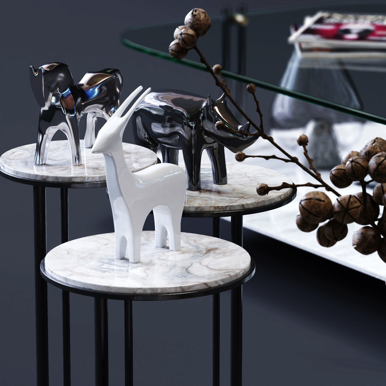 Cattelan Italia Coffee Tables Set 02 Low-poly 3D model_3
