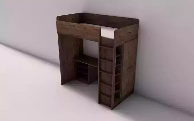 Low Poly UV Mapped Childrens Bunk-Bed
