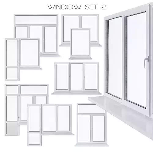Window Set 2 aluminium sliding patio doors 3D model