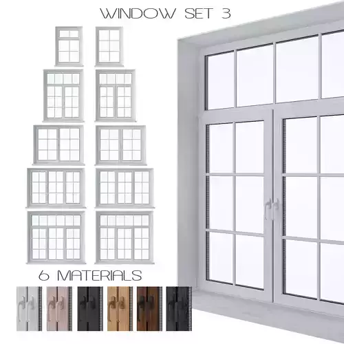 Window Set 3 with different materials 3D model