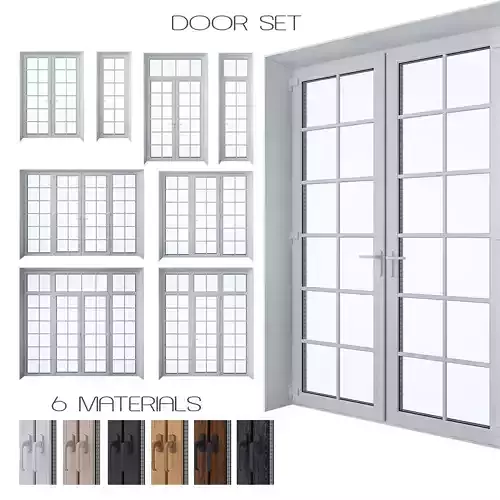Door Set four french doors 3D model