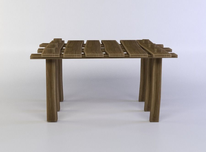 Wooden Table Low-poly 3D model