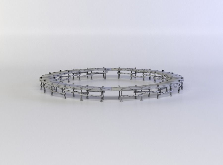 Wooden circle platform Low-poly 3D model_3