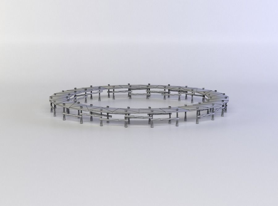 Wooden circle platform Low-poly 3D model_5