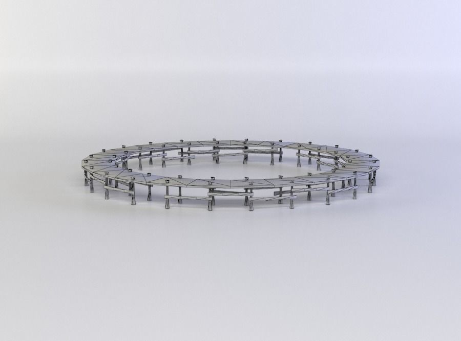Wooden circle platform Low-poly 3D model_4