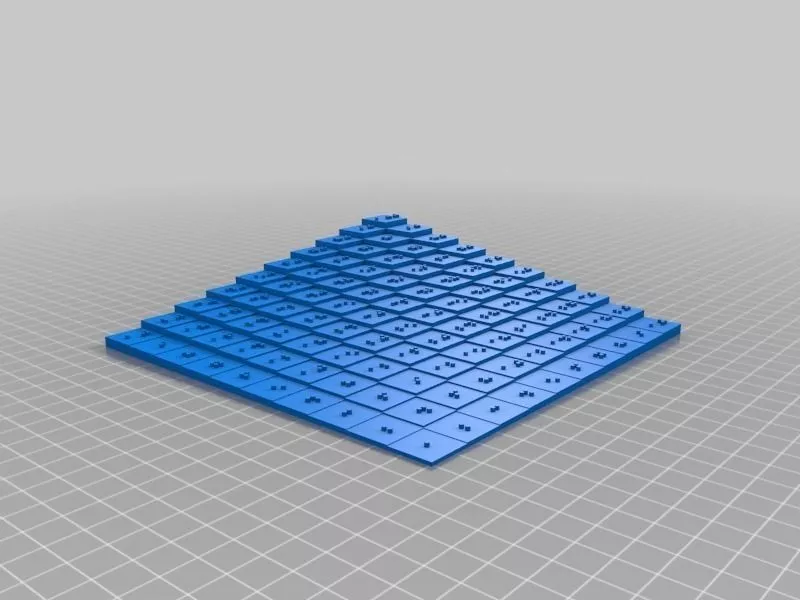 Braille multiplication table 10x10 Free 3D print model