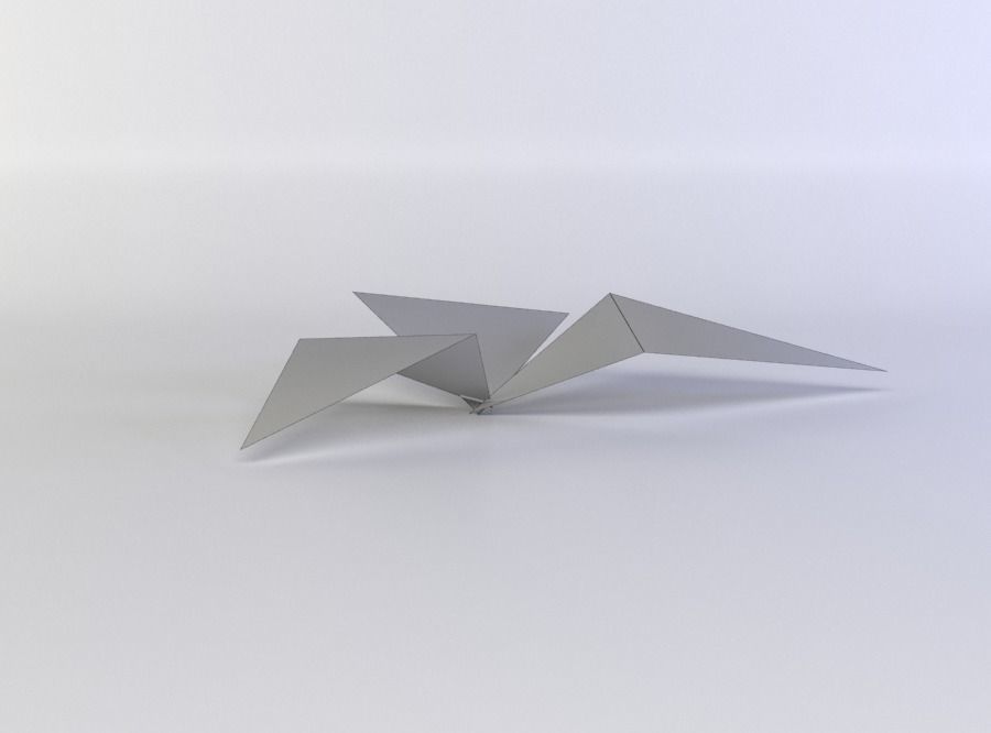 Plant pair of origami cranes Low-poly 3D model_4