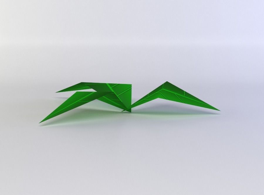Plant pair of origami cranes Low-poly 3D model_0