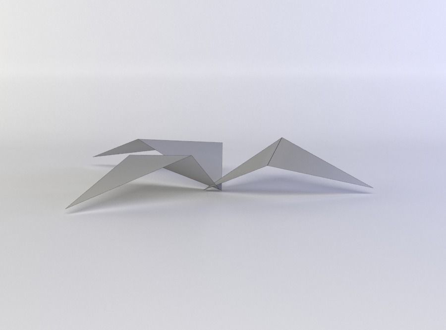 Plant pair of origami cranes Low-poly 3D model_3