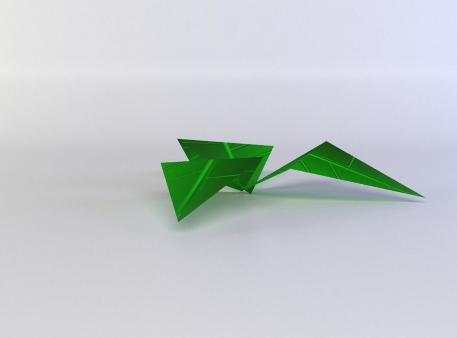 Plant pair of origami cranes Low-poly 3D model_2