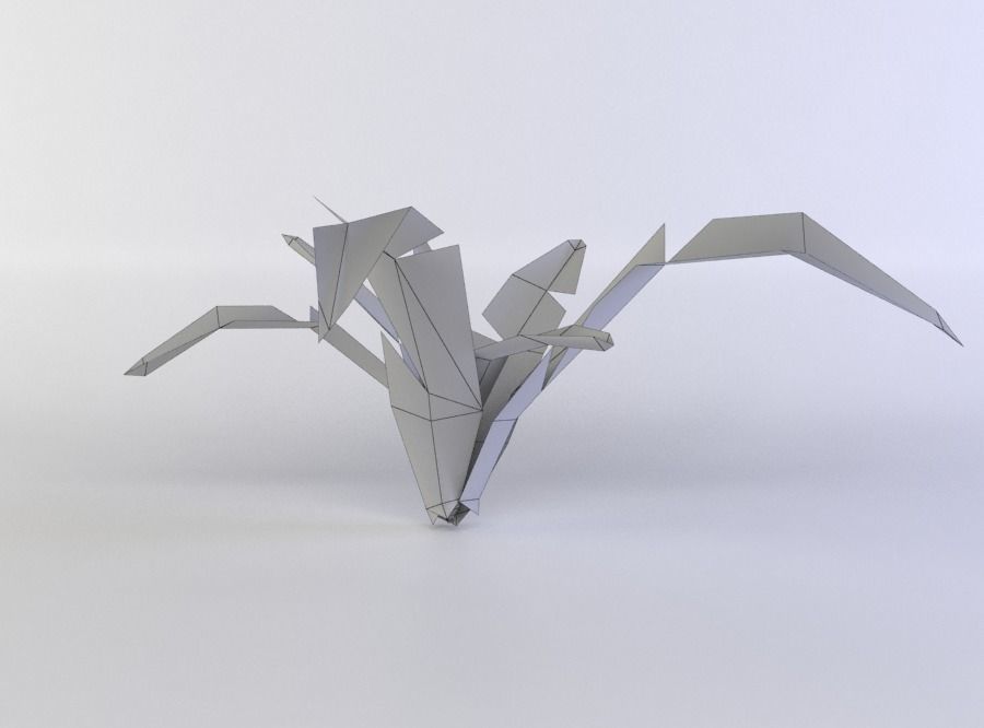 Plant origami tree Low-poly 3D model_5