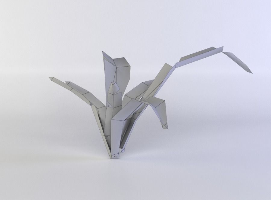 Plant origami tree Low-poly 3D model_4