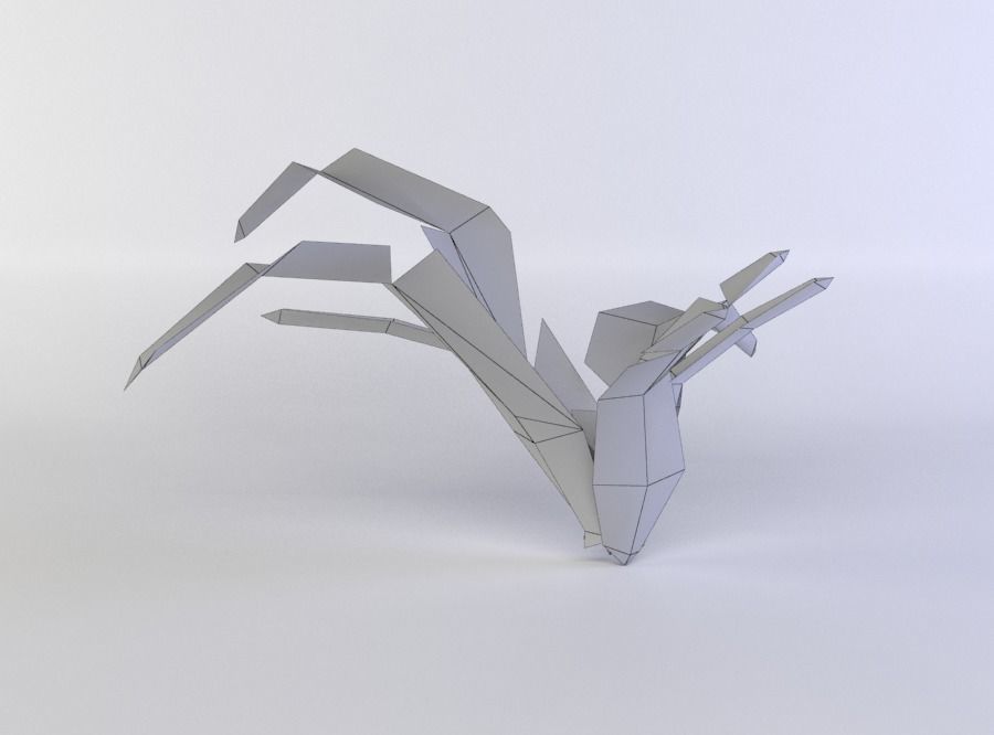 Plant origami tree Low-poly 3D model_3