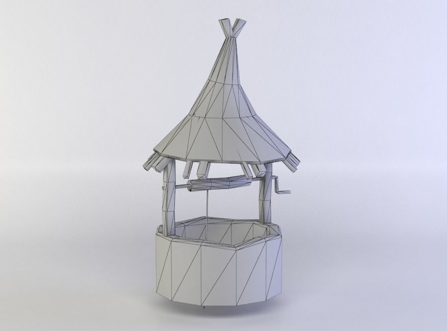 Well with cover Low-poly 3D model_5