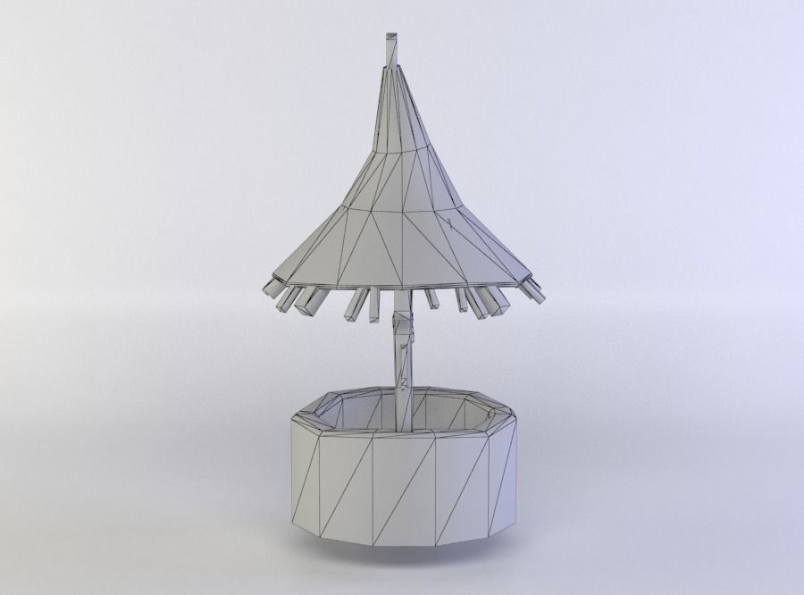 Well with cover Low-poly 3D model_3