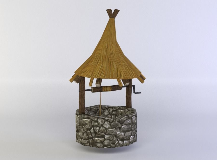 Well with cover Low-poly 3D model_2