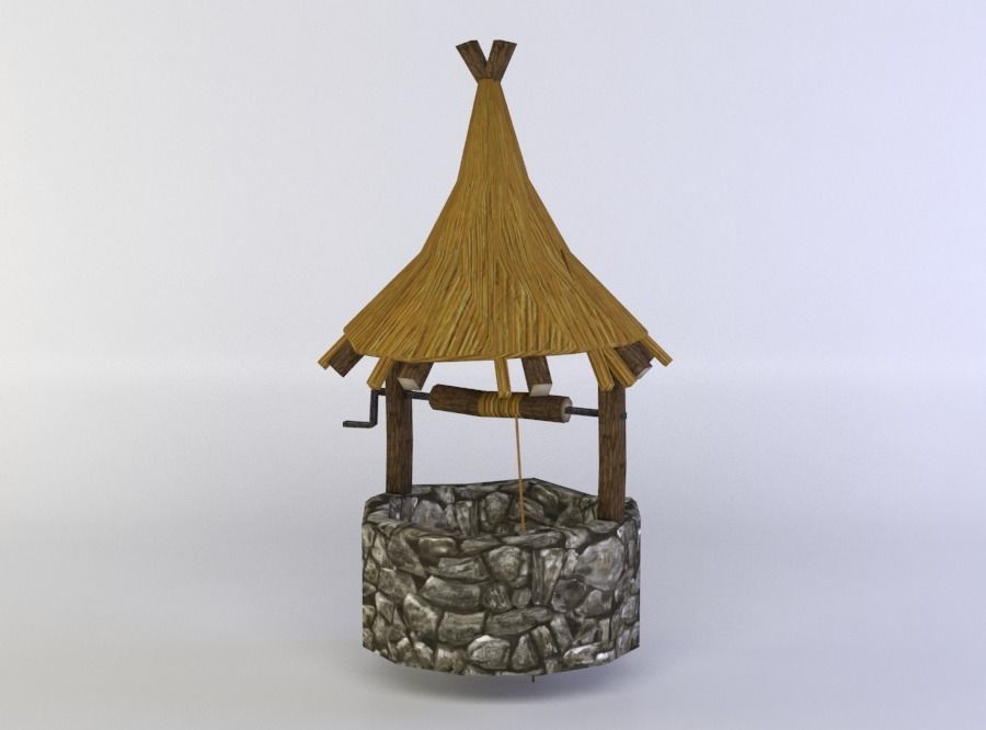Well with cover Low-poly 3D model_1