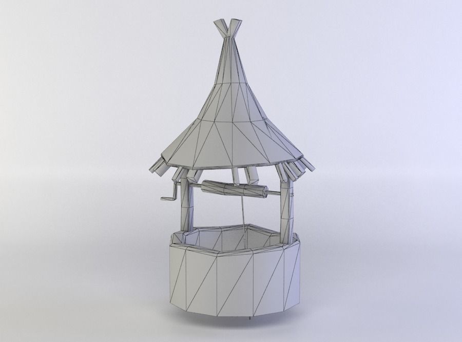 Well with cover Low-poly 3D model_4