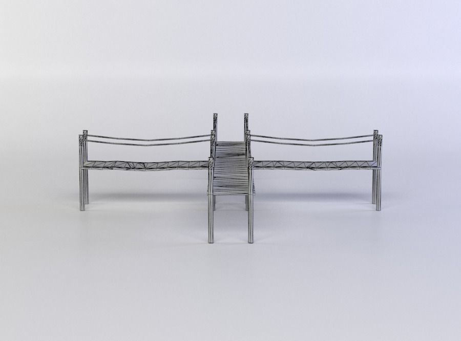 Big wooden platform Low-poly 3D model_3