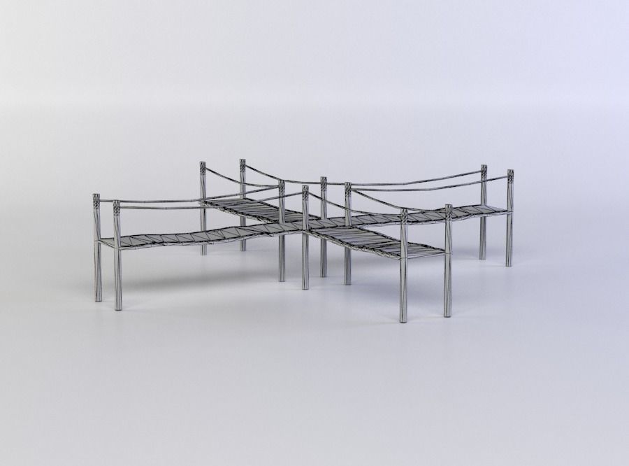 Big wooden platform Low-poly 3D model_5