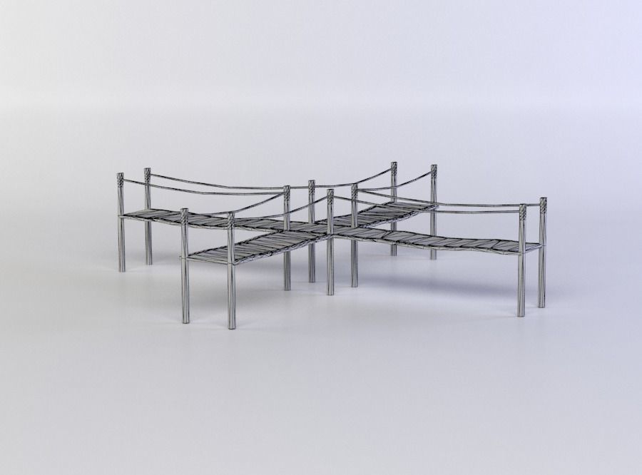 Big wooden platform Low-poly 3D model_4