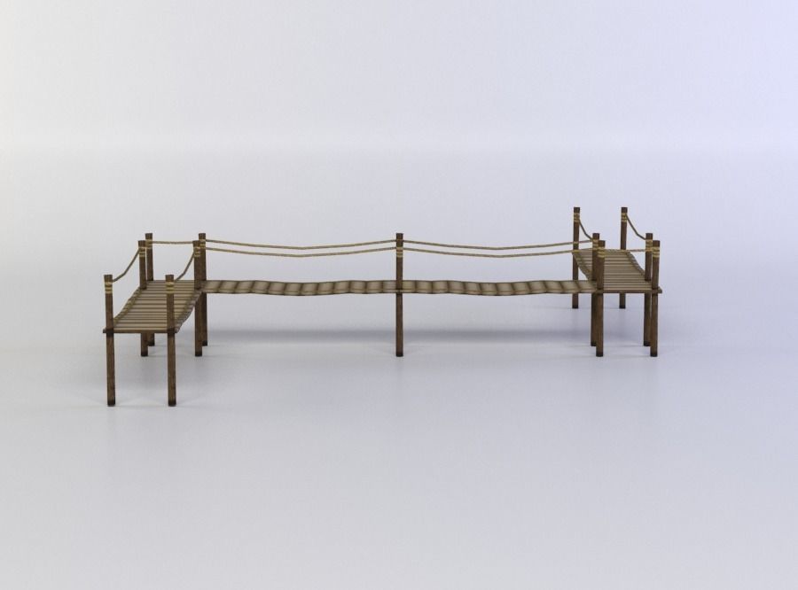 Wooden platform Low-poly 3D model_0