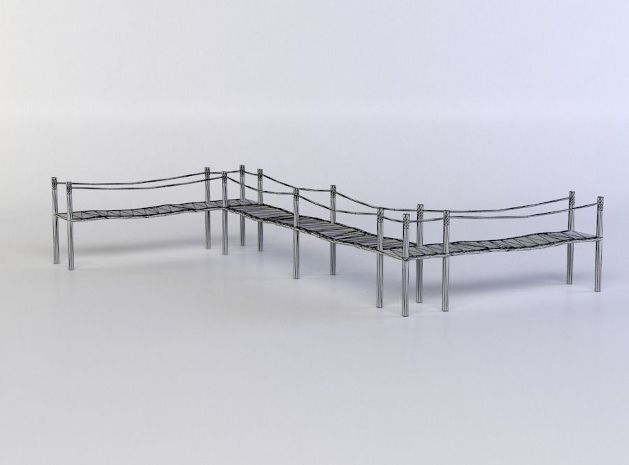 Wooden platform Low-poly 3D model_5