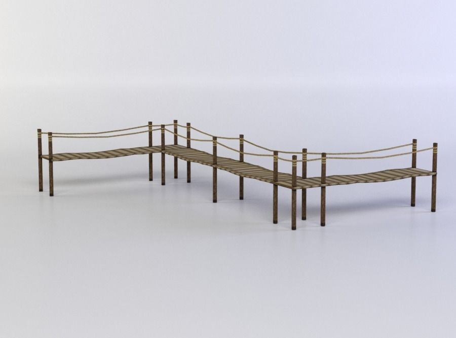 Wooden platform Low-poly 3D model_2
