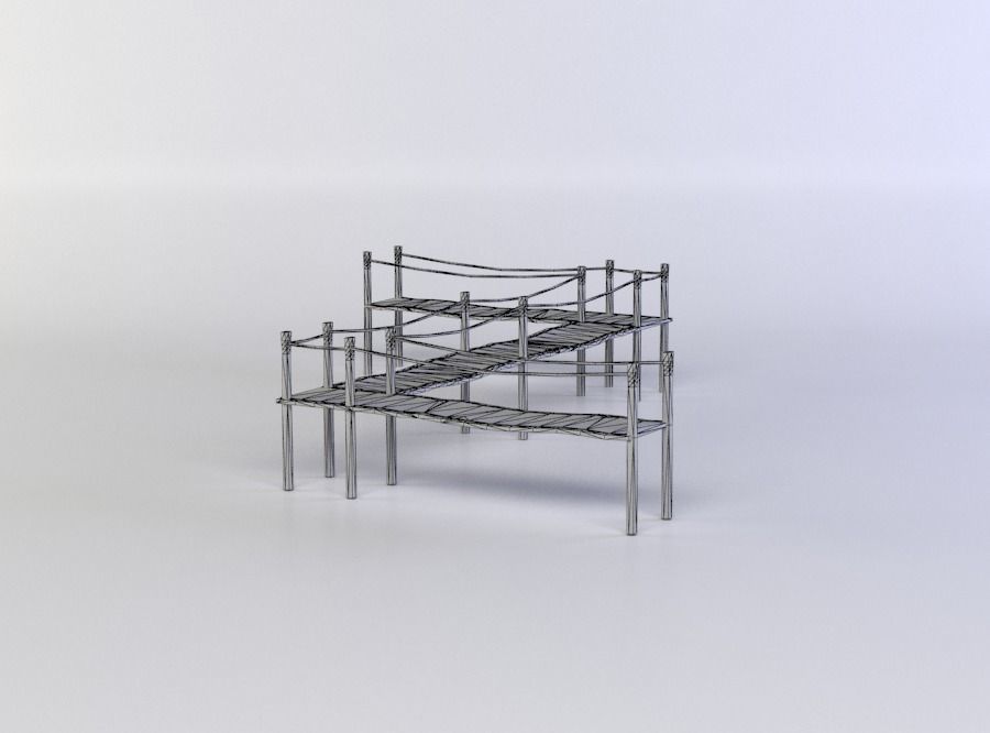 Wooden platform Low-poly 3D model_4