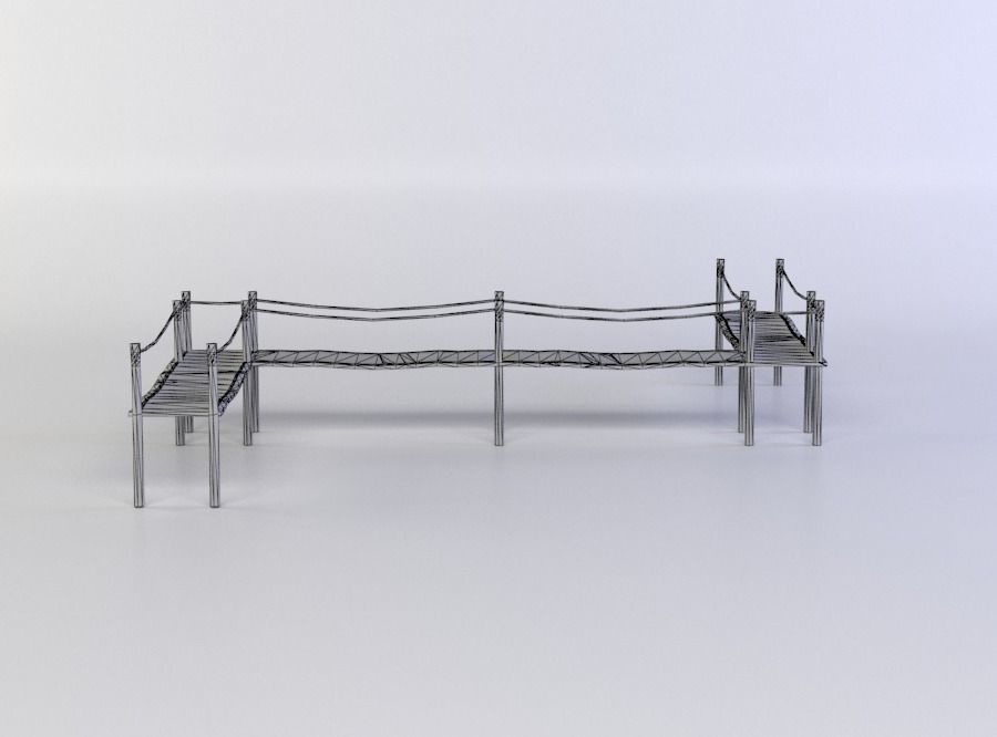 Wooden platform Low-poly 3D model_3