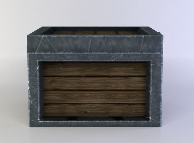 Wooden chest Low-poly 3D model