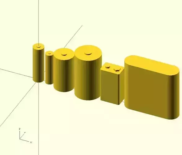 Batteries in OpenSCAD Free 3D print model