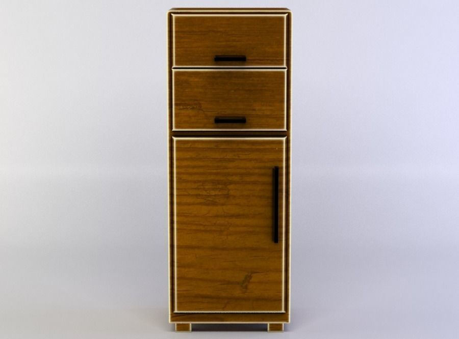 Commode tall wooden cabinet Low-poly 3D model