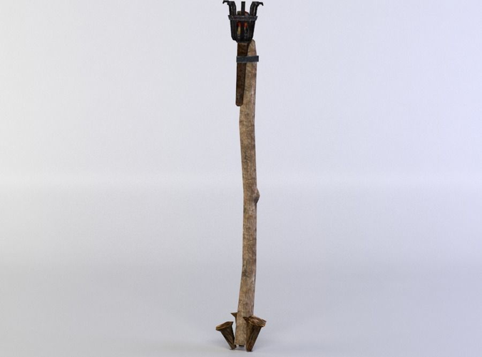 Torch wooden stick with two handles